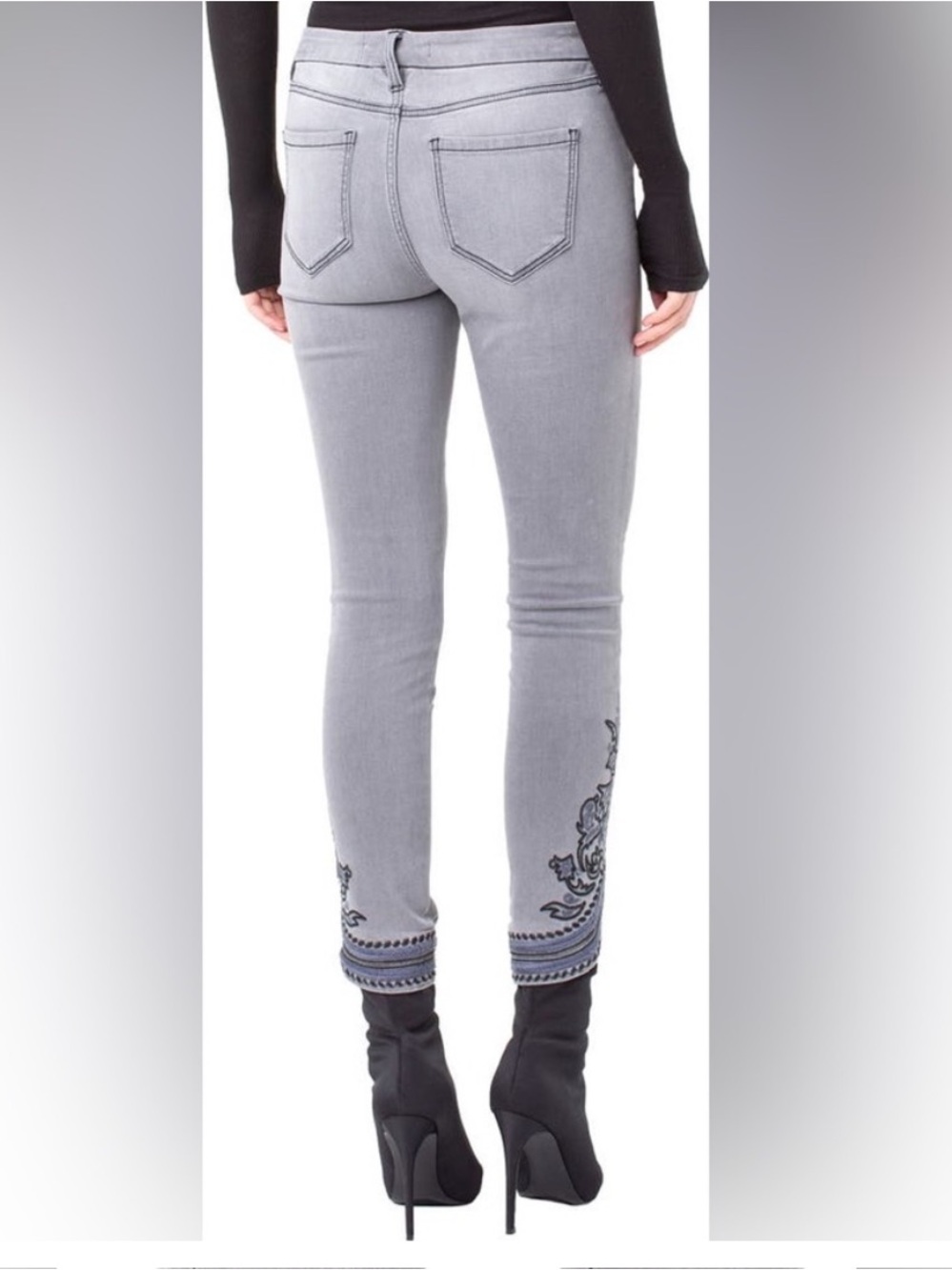 Liverpool LVPL embroidered ankle skinny jeans gray snd blue - Picture 3 of 14